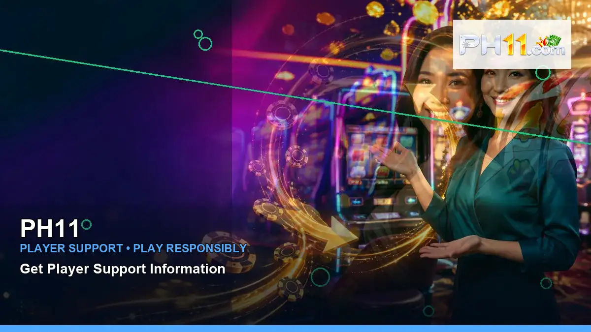 PH11 first casino deposit and wallet options featuring an adult Filipina casino host with a right-framed composition