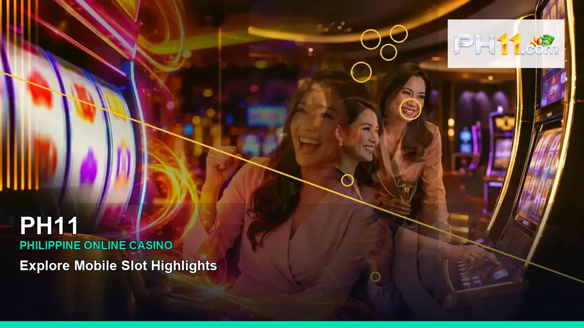 PH11 coins casino cashback rewards featuring an adult Filipina casino host with a panoramic reel composition — view 2